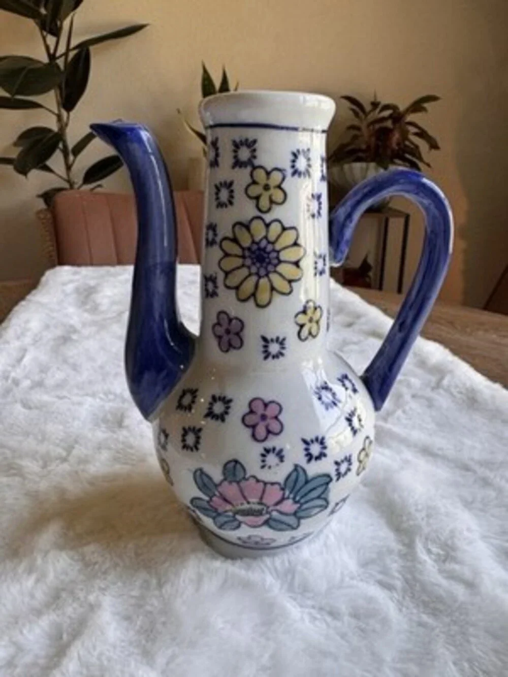 Hand Painted Polish Style Pitcher Unbranded Decor Ceramic Cottage